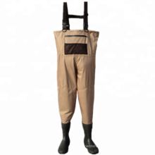 Waterproof Breathable Chest Fishing Wader with Rubber Boots and Pocket